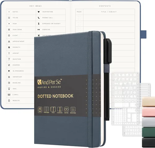 Vista 19 de &And Per Se Juego de diario y bolígrafo forrados (3 paquetes), cuaderno de tapa dura de cuero A5 con bolígrafo y juego de papelería, 160 páginas