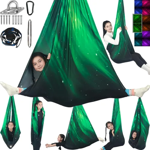 Vista 12 de Columpio Sensorial para Niños Soporta hasta 300 libras Interior y Exterior Columpio de Terapia Abrazador con Kit Colgador de Ganchos para Hamaca