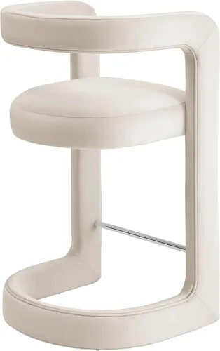 Vista 7 de Modway Winslow Performance - Taburete de terciopelo con reposapiés de acero inoxidable en alabastro