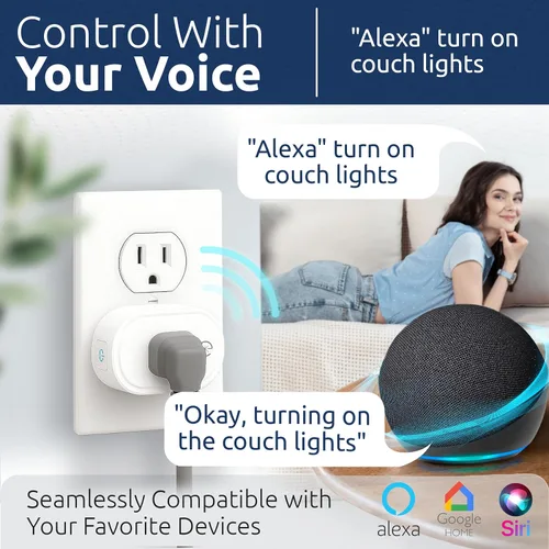Vista 2 de Monitor de energía de enchufe inteligente Compatible con Alexa, Google Home Assistant, iPhone, Siri, Android, seguimiento de energía 15A 1800W,