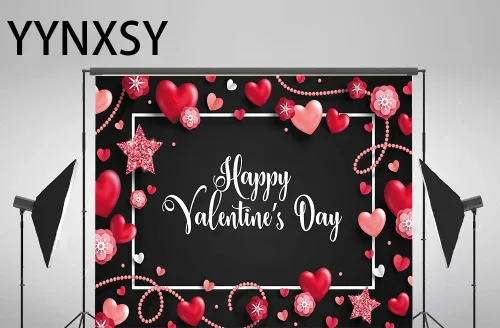 Vista 2 de YYNXSY Decoración de fotografía de San Valentín en forma de corazón rosa de 7 x 5 pies para decoración de fiesta de habitación, pancarta para fiesta