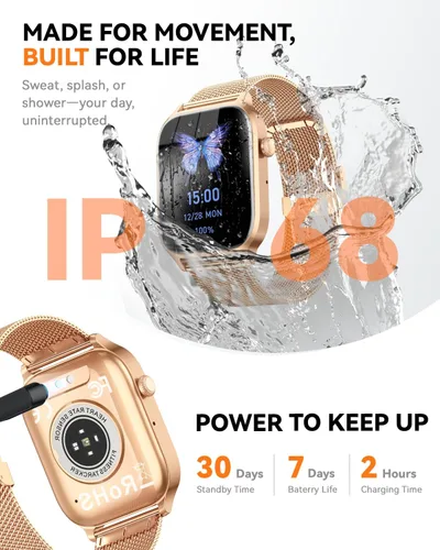 Vista 6 de Relojes inteligentes para mujer (llamadas/recordatorios), reloj inteligente HD de 1.85 pulgadas para teléfonos Android y iPhone compatible, más