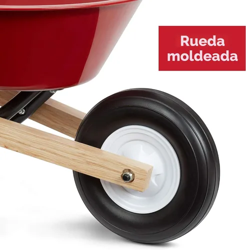 Vista 6 de Radio Flyer Carretilla roja para niños, juguete al aire libre, carrito de jardín para niños, herramienta, equipo de juego de patio para niños
