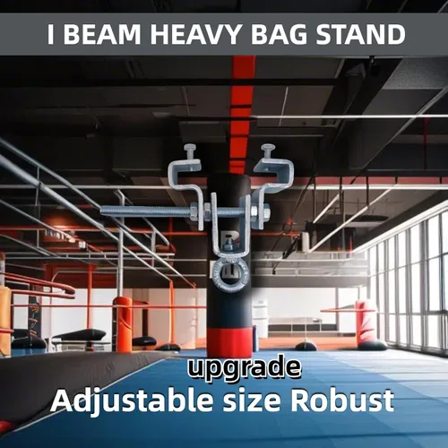 Vista 6 de Soporte para bolsa pesada I-Beam Soporte de boxeo resistente fácil de instalar, abrazaderas de acero para bolsas pesadas, abrazaderas de acero