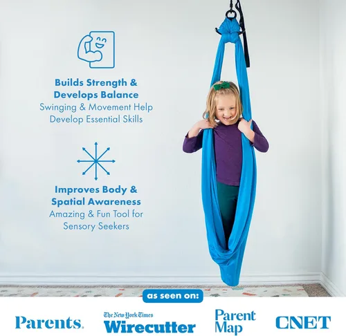 Vista 5 de Harkla Columpio sensorial para niños y adultos, soporta 300 libras, columpio sensorial para interiores y exteriores para un efecto calmante similar