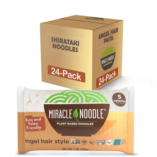 Vista 9 de Miracle Noodle Angel Hair Pasta, 7 onzas (paquete de 10), fideos Shirataki Konjac a base de plantas, 5 calorías, 0.04 oz de carbohidratos netos por