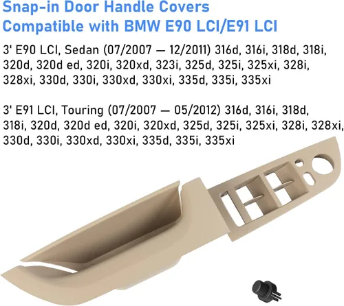 Vista 2 de Jaronx Para BMW Serie 3 E90 LCI/E91 LCI Manija de puerta lateral del Beige