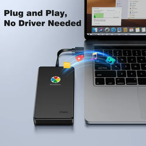 Vista 7 de iDiskk Disco duro externo de 500 GB con certificación MFi de Apple, almacenamiento de archivos de fotos y video con un solo clic, compatible