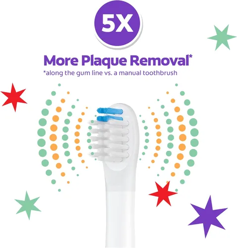 Vista 8 de Colgate Advanced Cavity Fighter - Cepillo de dientes con batería para niños, incluye batería AA y cabezal de cepillo de dientes extra, cuenta