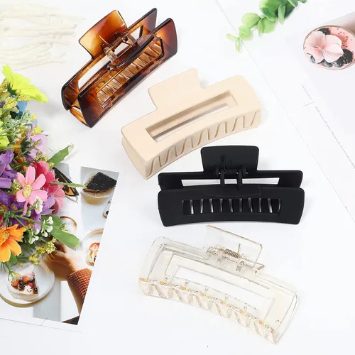 Vista 7 de Sisiaipu Accesorios para el cabello grandes de 4.1 pulgadas, 12 pinzas cuadradas grandes para cabello grueso, clips a granel jumbo para mujeres