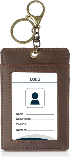 Vista 29 de Boshiho. Funda vertical, de piel, para tarjeta de identificación con cordón resistente., Negro