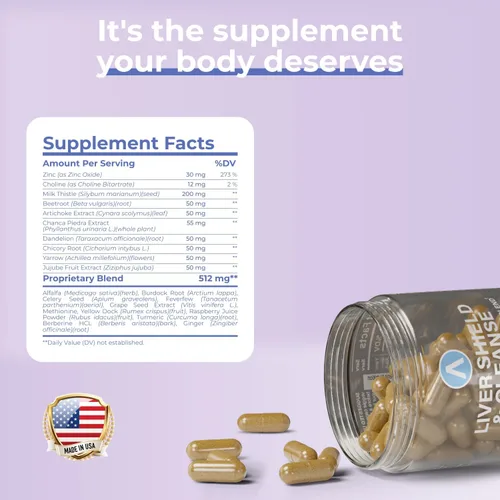 Vista 4 de Avenir Nutrition Liver Shield & Cleanse Suplemento de desintoxicación y reparación de limpieza hepática a base de hierbas Suplementos