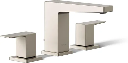 Vista 6 de KOHLER 24857-4-BL Honesty - Grifo de lavabo de baño de tres agujeros con drenaje emergente y pieza trasera, 0.5 GPM, negro mate