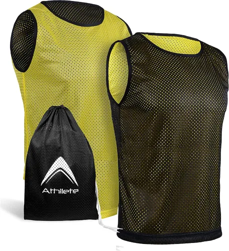 Vista 3 de Athllete Litemesh Pinnies - Paquete de 6 camisetas de malla en rojoazul, amarillo neón, azul, rojoamarillo neón, niños, jóvenes, adolescentes