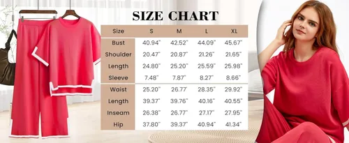 Vista 6 de Hqzoomee Conjunto de 2 piezas de suéter de punto para mujer, suéter de punto de manga corta, pantalones de pierna ancha