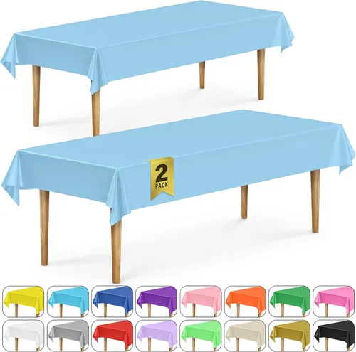 Vista 43 de DecorRack 2 Manteles rectangulares de plástico libres de BPA, 54 x 108 pulgadas, mantel de mesa para comedor, mantel rectangular para fiestas