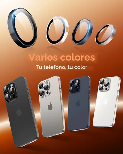 Vista 7 de TOCOL Protector de lente de cámara para iPhone 15 Pro Max/Protector de lente de cámara para iPhone 15 Pro de vidrio templado HD individual