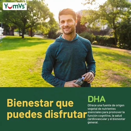 Vista 5 de YUM-V'S - Gomitas veganas Omega-3 DHA, limón y naranja (90 unidades) Soporte para el cerebro, los ojos y el corazón con DHA de algas y linaza