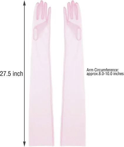 Vista 7 de iEFiEL Guantes largos de tul semitransparentes para mujer, guantes de novia, guantes para fiesta de noche, accesorios de fotografía de ópera