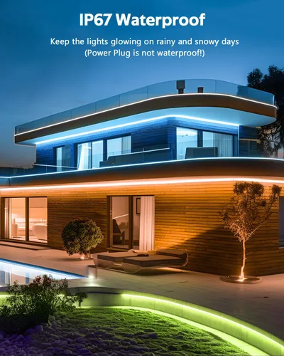 Vista 5 de 110V Tira de luz LED RGB COB Bluetooth de 10 pies, tira de luces LED multicolor ajustable flexible con control remoto, sincronización de música