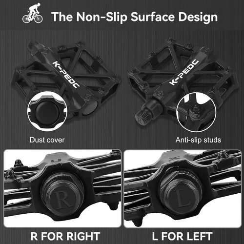 Vista 5 de TXJ Sports Pedales de bicicleta 9/16 "Pedales de bicicleta de montaña, pedales de plataforma ligeros de aluminio para bicicletas de carretera BMX MTB