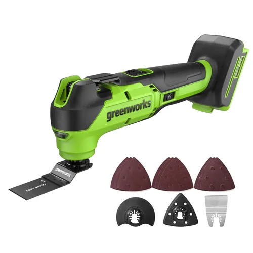 Vista 11 de Greenworks 24V - Multiherramienta inalámbrica, herramienta oscilante para cortar/clavar/raspar/lijar con control de 6 velocidades variables, batería