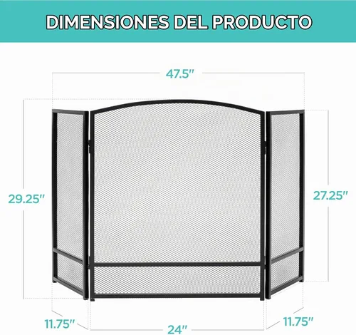 Vista 7 de Best Choice Products Pantalla de chimenea de malla de acero simple de 47.5 x 27.25 pulgadas, 3 paneles, rejilla de protección contra chispas contra