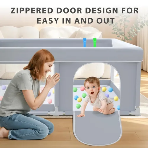 Vista 7 de XVISHX Corralito para bebés de 50 x 50 pulgadas, corralito para bebés y niños pequeños, corralito de juegos para interiores y exteriores, con tela