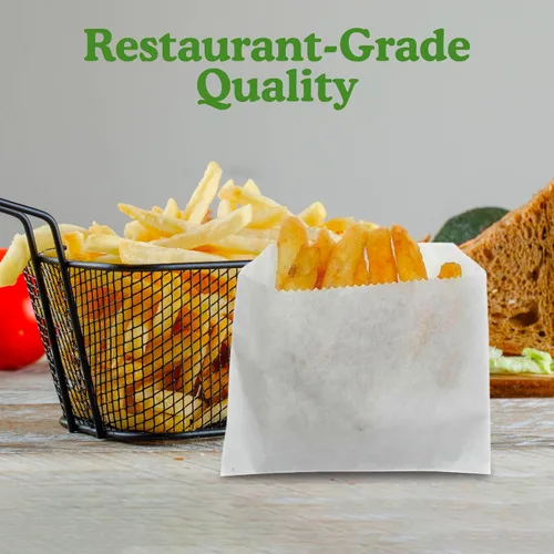 Vista 6 de Regency Wraps Bolsas de papas fritas resistentes a la grasa, bolsas de aperitivos, paquete de 50 Disposable Food Serving Pouches For Individual