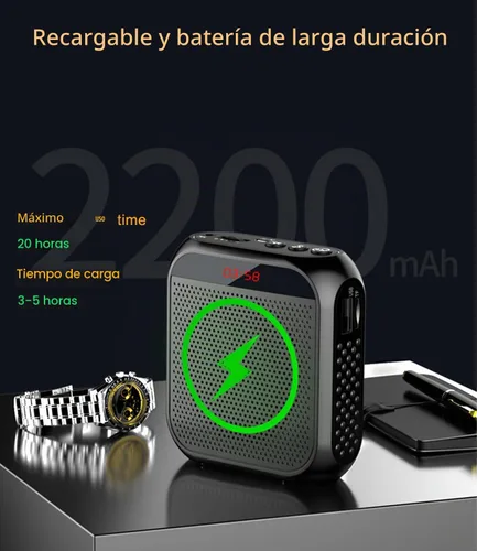 Vista 5 de Amplificador de voz con micrófono inalámbrico de solapa, micrófono personal para profesores para aula, megáfono portátil, sistema de auriculares