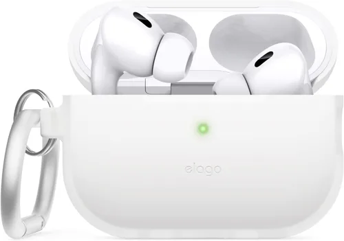 Vista 9 de elago Funda compatible con AirPods Pro 2 (2022), funda de silicona con llavero, LED frontal visible, soporta carga inalámbrica [negro]