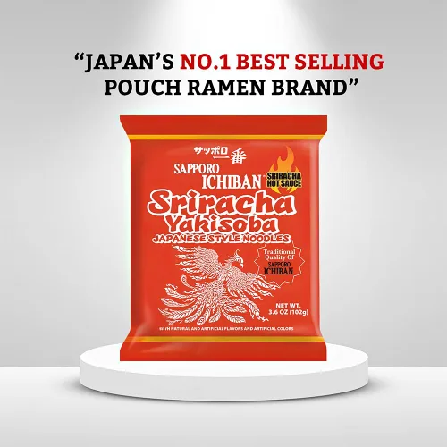 Vista 3 de [ICHIBAN DE SAPPORO] Sriracha Yakisoba, Chow Mein picante, Nº 1 sabor japonés de fideos instantáneos (3.6 onzas/3.60 oz) (5 paquetes)