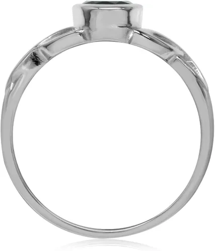 Vista 3 de Silvershake Anillo de plata de ley 925 con piedra natal ovalada de 7x5MM con nudo de trinidad celta triquetra