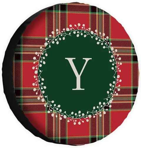 Vista 13 de Buffalo Check Plaid Initial Spare Tire Cover Monogram Letter A Wheel Protectors Covers Water Dust Proof 14 Inch Wheel Covers Universal for Trailer