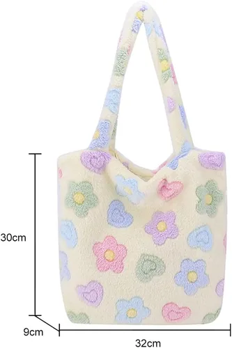 Vista 7 de JQWSVE Bonita bolsa de mano esponjosa de piel sintética para mujer, bolso de hombro de felpa para otoño e invierno, bolso cruzado