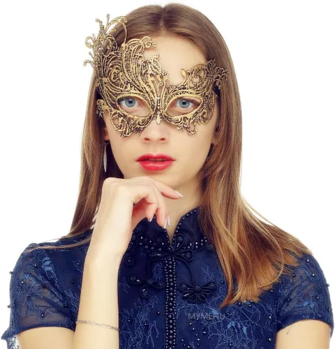 Vista 16 de MYMENU Máscara de mascarada para mujeres, máscara de encaje veneciano para ojos para fiesta, baile de graduación, baile, disfraz, Mardi Gras