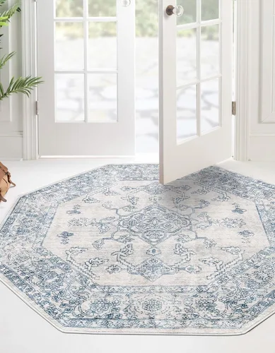 Vista 9 de Unique Loom Newport Collection - Alfombra de área ocre (2' x 3' 11", azul/marrón claro)
