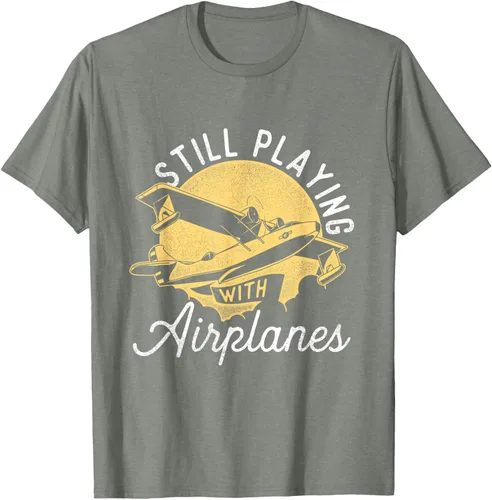 Vista 30 de Still Playing With Airplanes - Camiseta de control remoto RC Avión Piloto, Negro