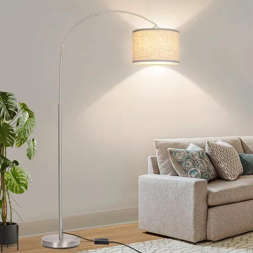 Vista 11 de Lámpara de pie regulable, lámpara de pie de arco con atenuador, lámpara de pie negra con pantalla colgante ajustable, luz de lectura alta sobre