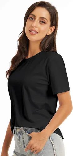 Vista 2 de VIIOO Camiseta holgada de manga corta con cuello redondo para mujer