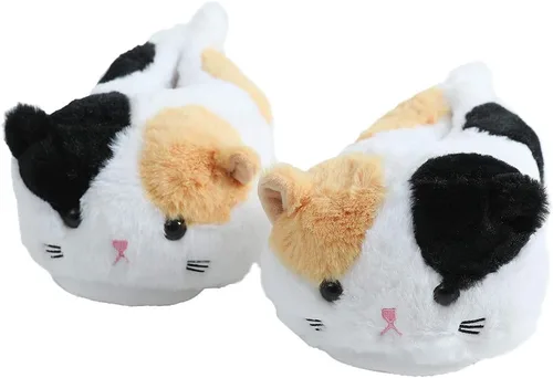Vista 7 de Millffy Pantuflas de conejo para mujer, cálidas, divertidas, para casa, zapatos de conejo, pantuflas de felpa Gato negro