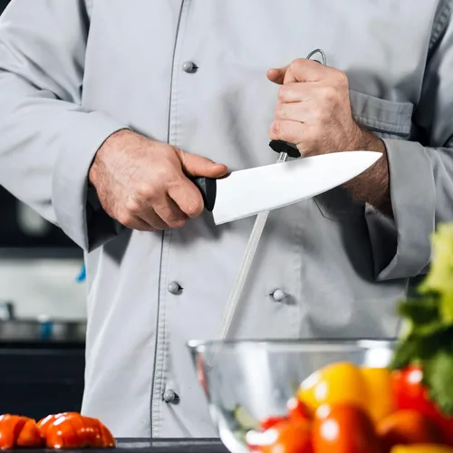 Vista 7 de Utopia Kitchen Cuchillo de acero afilado de 10 pulgadas que afila varilla de afilado de acero - negro