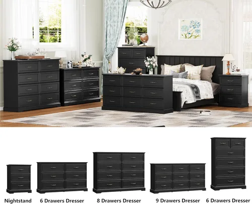 Vista 7 de Thacuok Cómoda de 3 cajones para dormitorio, cómoda de madera de 24 pulgadas de ancho, cómoda rústica de granja con cajones grandes y asas de metal