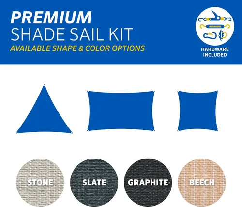 Vista 6 de Kit Premium de Vela de Sombra Coolaroo - 95% de Bloqueo UV, Grado Comercial, Acabado Mate de Lujo, con Herramientas de Acero Inoxidable