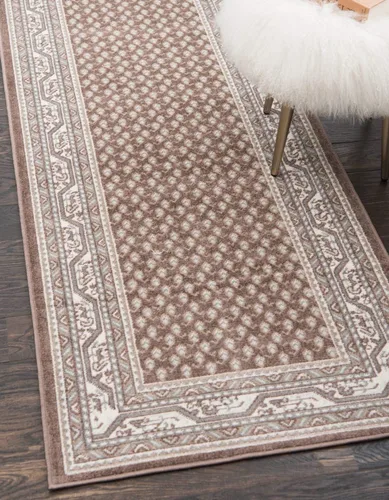 Vista 38 de Unique Loom Williamsburg Collection - Alfombra tradicional con borde central de puntos, alfombra de pasillo de 2 pies 9 pulgadas x 9 pies 10 Beige