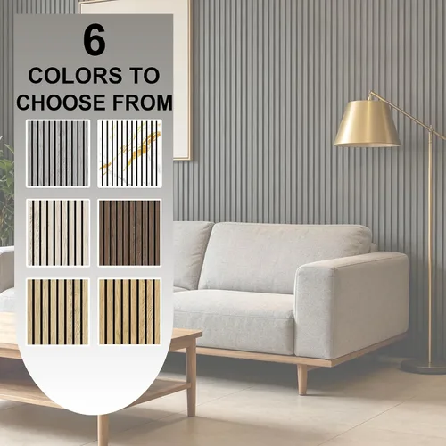 Vista 9 de Paquete de 2 paneles acústicos de pared, paneles acústicos de listones de madera de 47.2 x 23.6 x 0.75 pulgadas, paneles de amortiguación de ruido