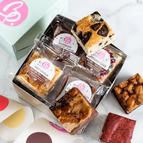 Vista 6 de Brownie Points Brownies para bebé, 75 ingredientes envueltos individualmente, ingredientes finos y frescos, caja de regalo y cestas de regalo