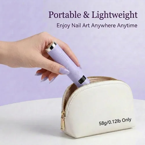 Vista 7 de Linssy Mini Luz UV para Uñas con Sensor Automático y Soporte de Cuello de Cisne, Lámpara de Uñas Inalámbrica Portátil con Pantalla LCD, Luz UV