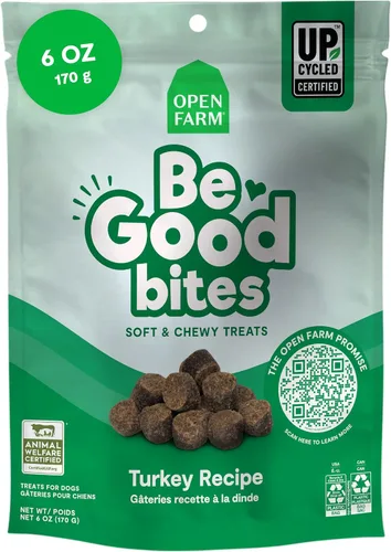 Vista 3 de Open Farm, Be Good Bites, golosinas suaves para entrenamiento de perros, pequeñas y masticables, hechas con ingredientes de origen ético
