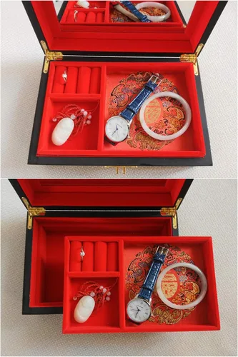 Vista 5 de Excelente caja de joyería hecha a mano de boca a boca de estética clásica china